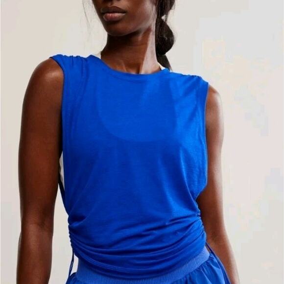 New Free People Movement Womens Small Tempo Sport Mode Muscle Tank Ruched Sides - Picture 1 of 10